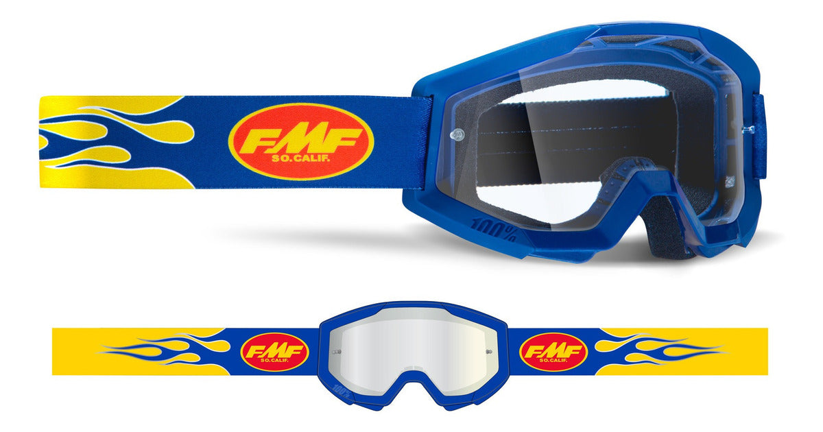 Goggles FMF Powercore Flame Navy - Mica Transparente